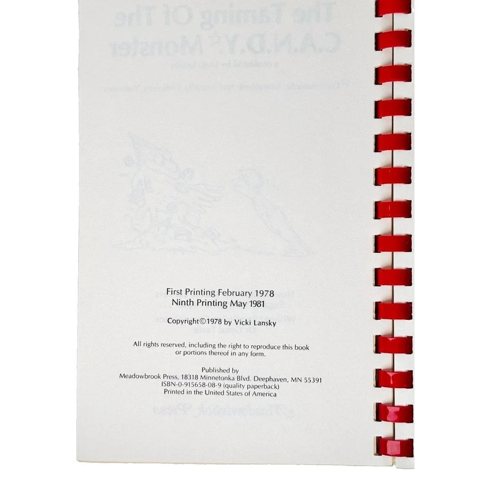 Vintage 1981 The Taming of the CANDY Monster Cookbook Vicki Lansky Spiral Bound